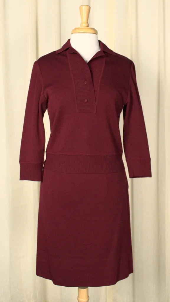 Vintage 1950s Deep Red Wool Knit Set