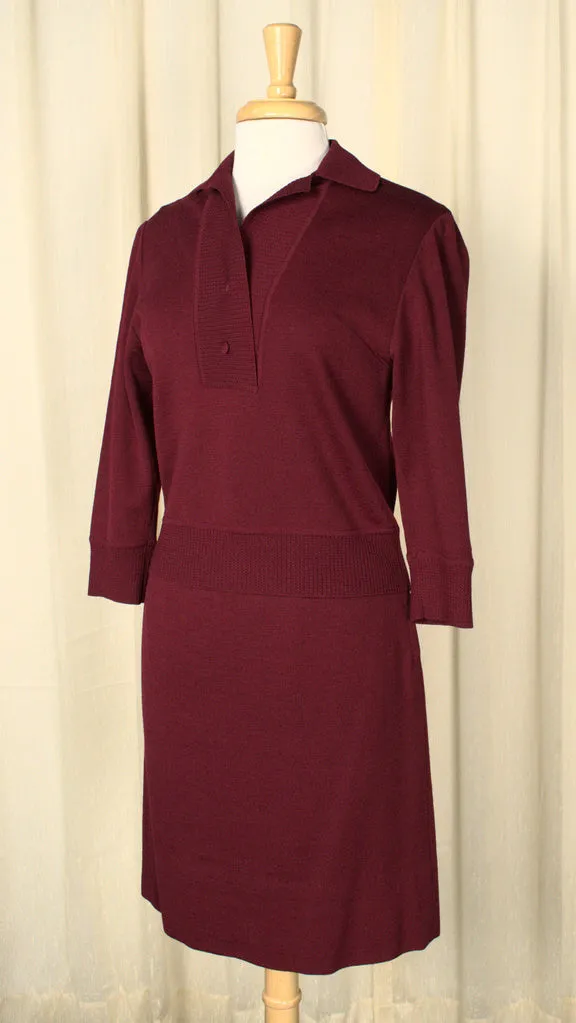 Vintage 1950s Deep Red Wool Knit Set