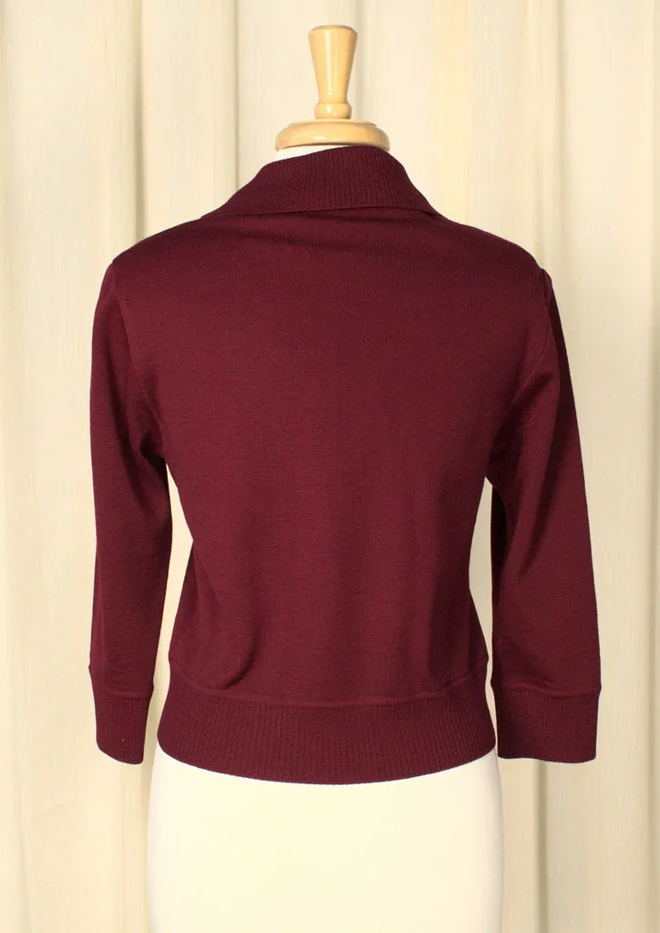 Vintage 1950s Deep Red Wool Knit Set