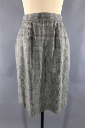 Vintage Plaid Silk Pencil Skirt