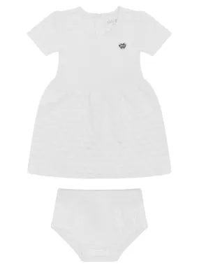 White Bonded Knit Dress and Pantie Set