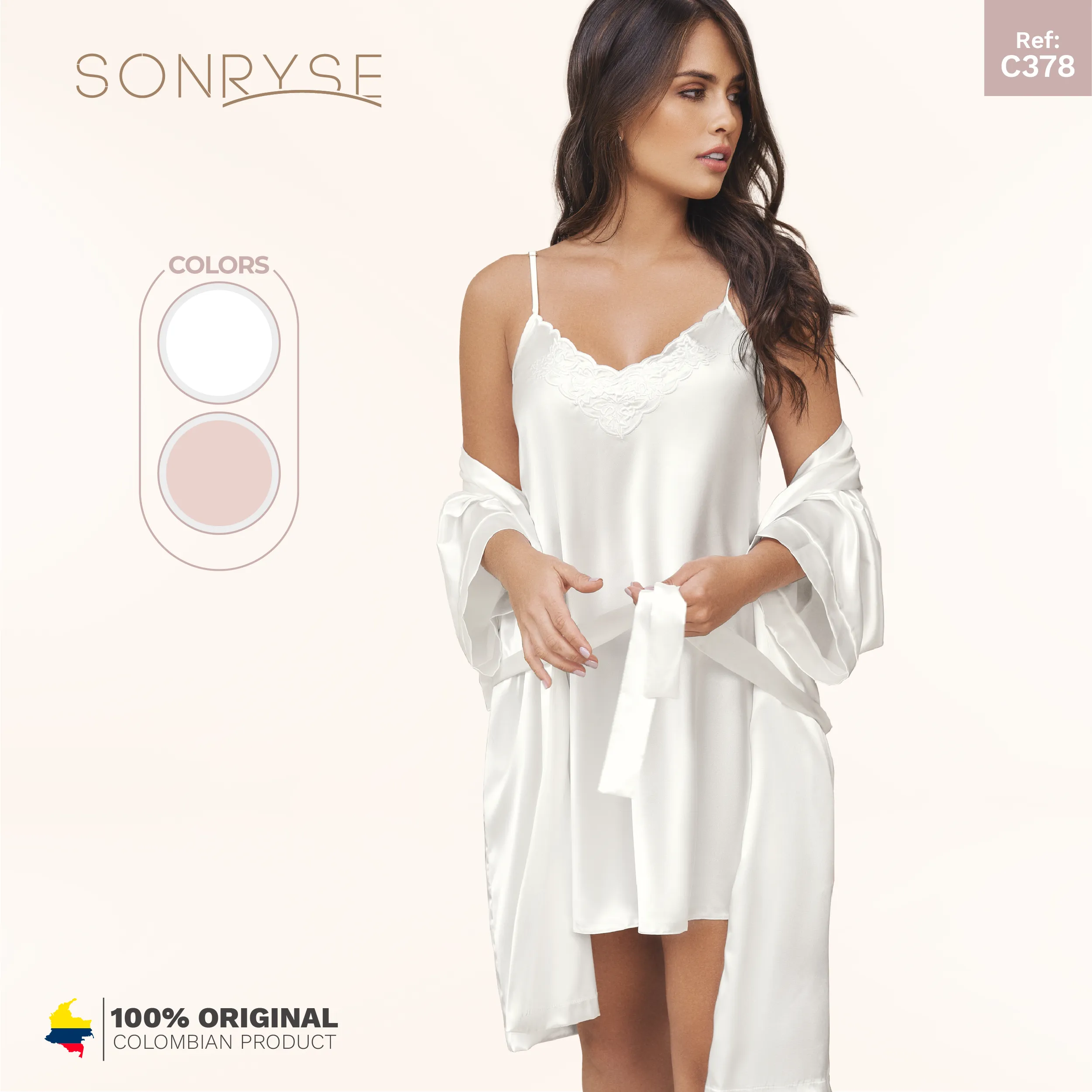 Women's Satin Dress Silk Lace Robes SONRYSE 378
