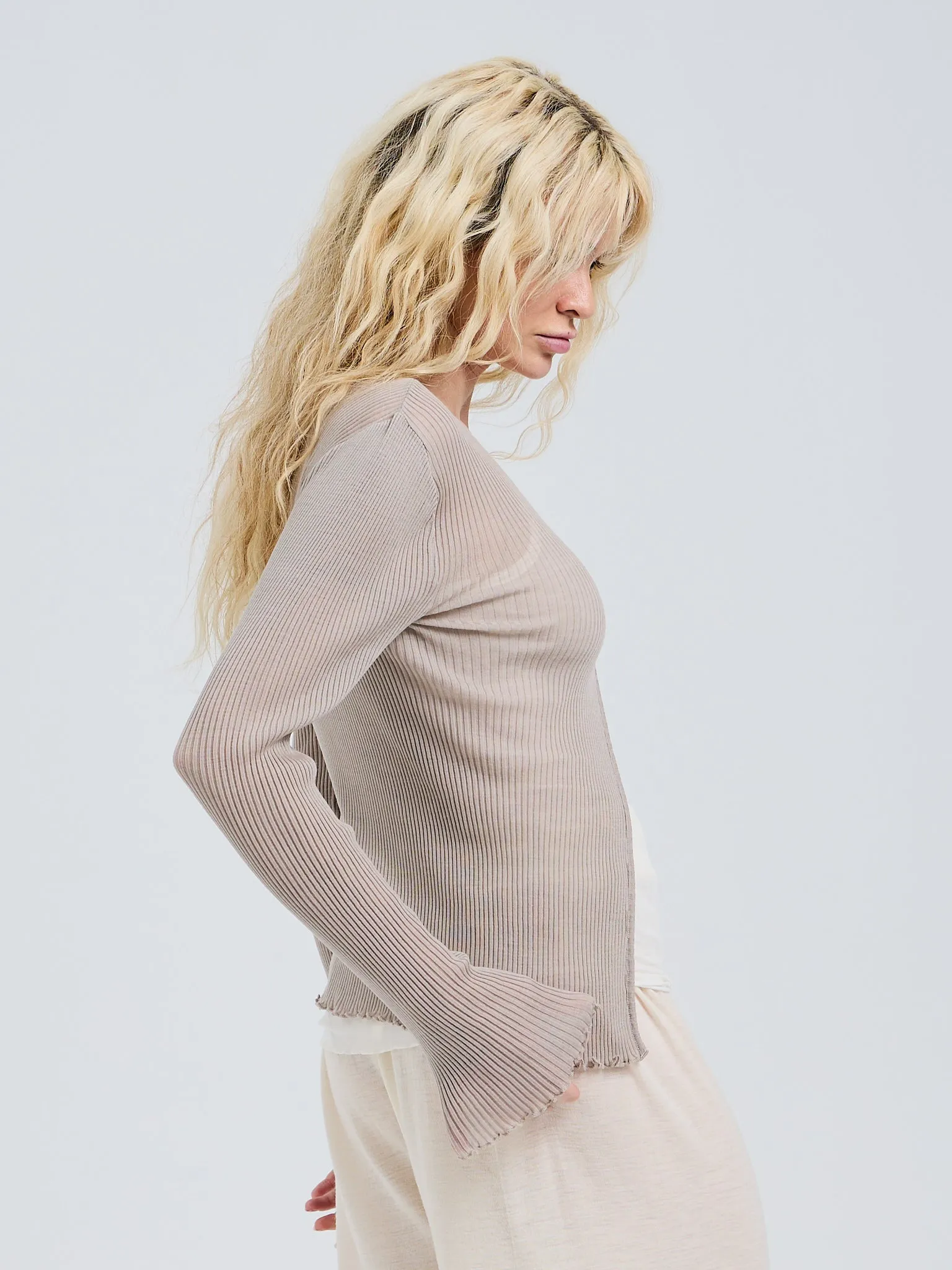 Woolen Cardigan | Merino wool - Beige