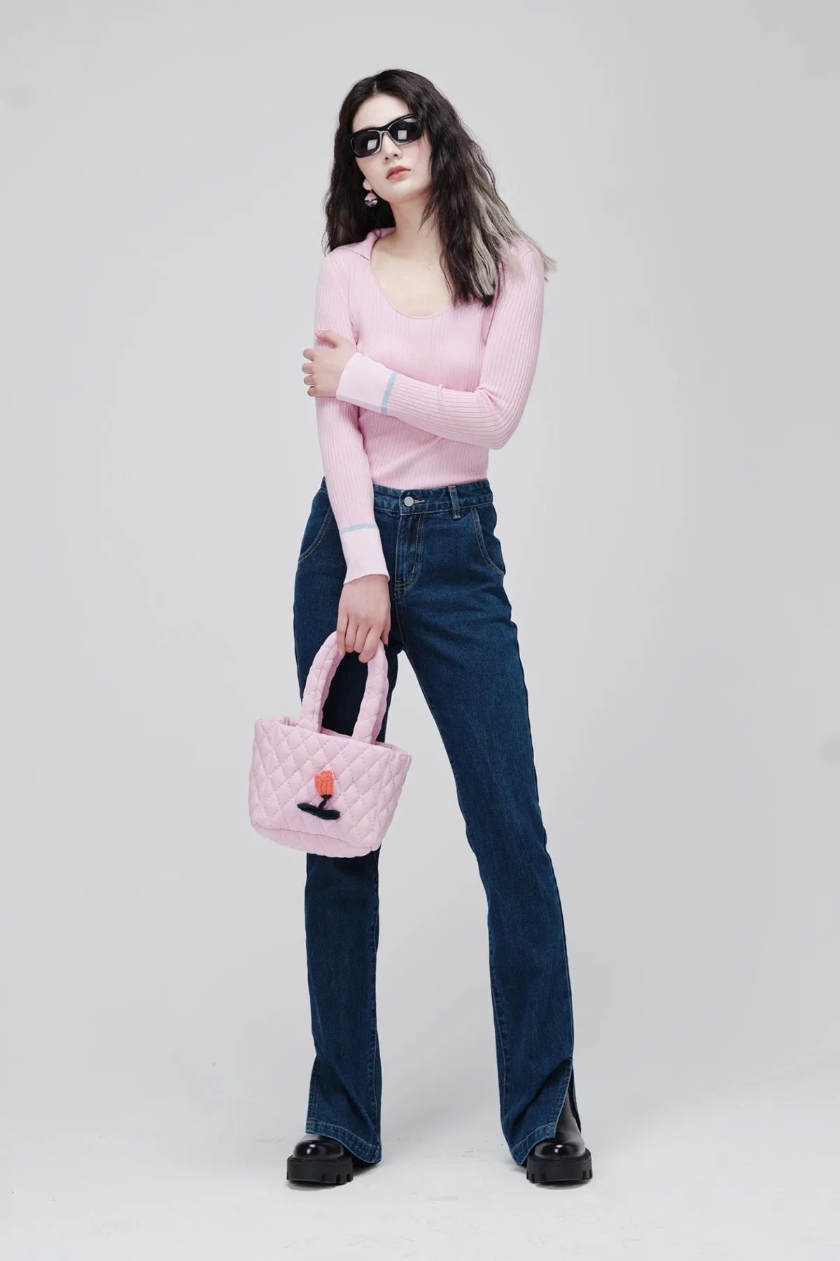 ZI II CI IEN | Pink Tulip Checked Toast Bag